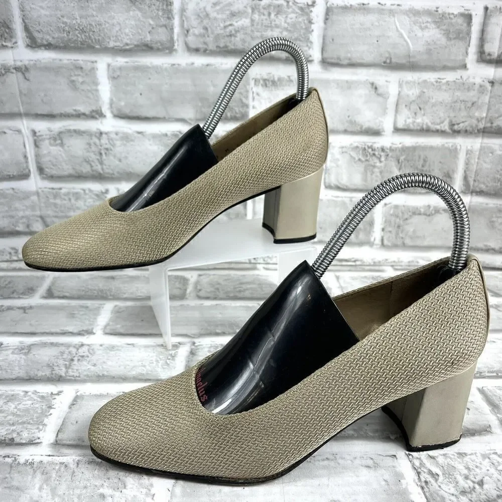 Stuart Weitzman Women’s Size 8 Square Toe Woven Pumps Vintage